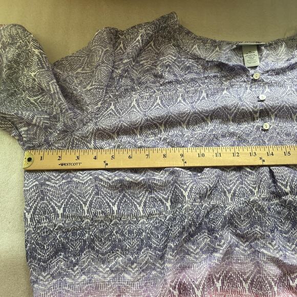 Catherines Shirt Women 1X 18/20W Purple Geometric Print Flowy Lightweight Top - Picture 6 of 9